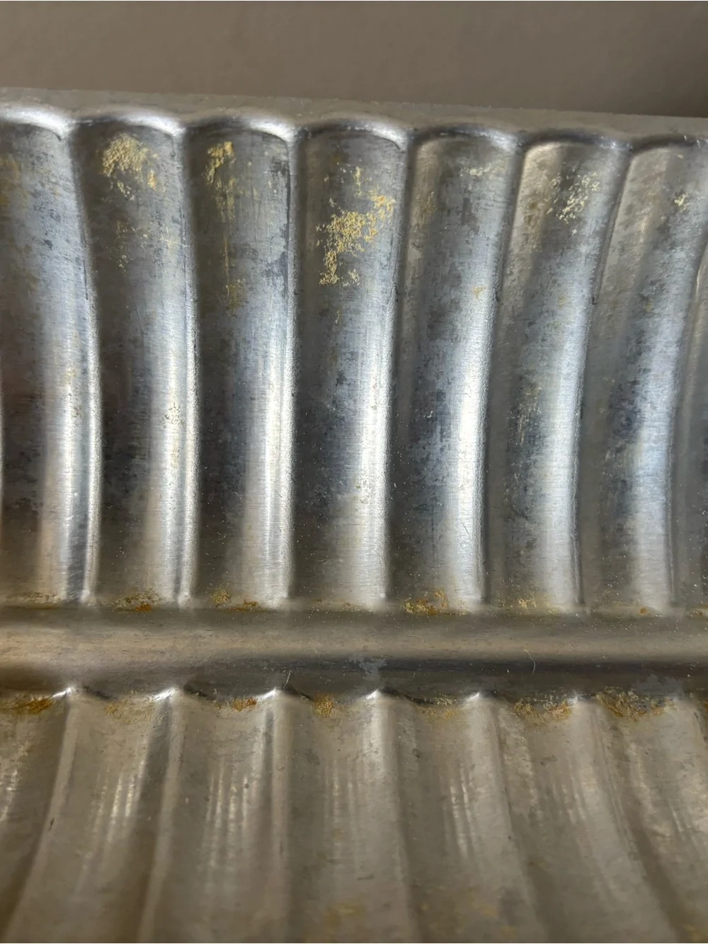 2 Vintage Aluminum Ribbed Loaf Pan Set 8”x4.5”